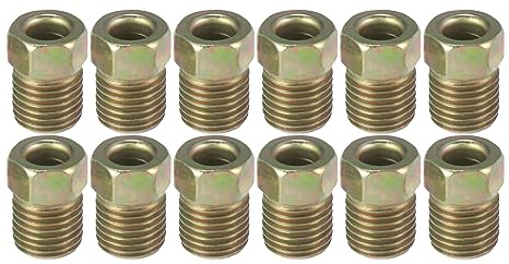X AUTOHAUX 12pcs 3/8 Pulgada-24 Roscas Línea de Freno Tuerca Accesorios para 3/16 Tubo de Línea de Freno de Acero para Coche