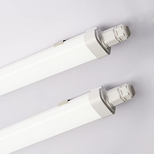 Sundertech LED Batten Light 5FT 145CM [2 Packs], 6500K Cold White Integrated Tube Light 45W 4950lm Built-in Connector, IP65 Waterproof, Energy Saving for Indoor/Outdoor/Garage/Workshop/Warehouse