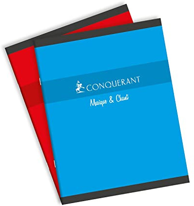 CONQUÉRANT Lot de 2 Cahiers de musique et chants 17x22 cm 24 + 24 pages 90/70 g coloris aléatoires