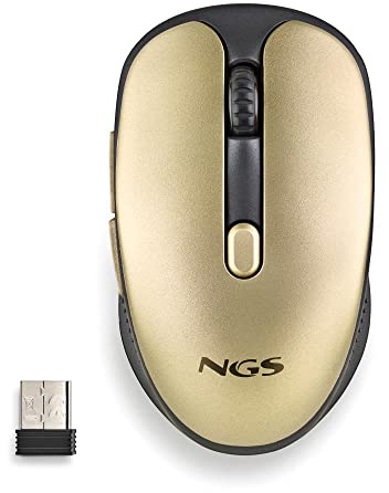 NGS Evo Rust Gold - Souris sans Fil Rechargeable 2,4 GHz pour Ordinateur/MacBook/PC/Mac/iPad/Tablette, Touches Silencieuses, 3 Niveaux de Résolution:800/1200/1600, Conçue pour Les Droitiers, d'or