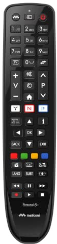 Meliconi Gumbody Personal 6+ TV-Fernbedienung TELEFUNKEN, ersetzt die Original-Fernbedienung, bereits vorprogrammiert, Antishock-Gummi-Körper, | Gummi gehäuse, stoßfest, vorprogrammiert, sofort einsatzbereit, Learn Funktion, Smart TV kompatibel