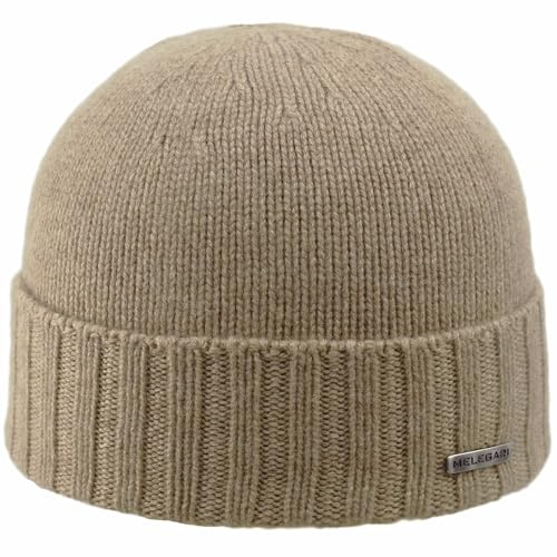 Melegari Mütze Beanie Treviso | 100% Kaschmir | Made in Italy | Unisex, Taupe, One size