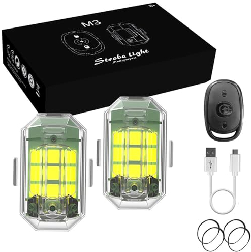 2 Stück Strobe Drone Light Blitzlicht mit Fernbedienung: 7 Farben Led Aircraft Strobe Lights & USB Charging - Blinklicht Drone Night Light für Drohne