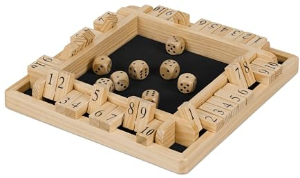 Relaxdays Shut The Box, 10, 2 till 4 spelare, trä, klaffspel barn och vuxna, tärningsspel, natur/svart, 1 st