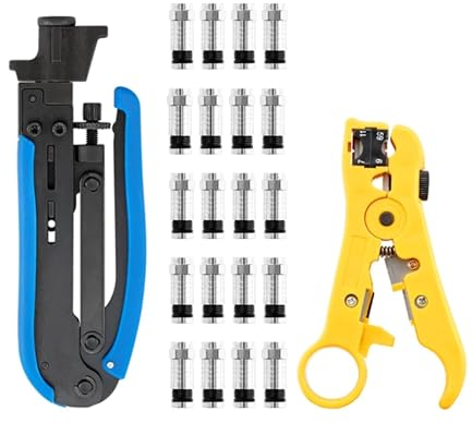 AVIMYA Multitool Pinza spelafili for Cavi coassiali Morsetto for pressa a Freddo RG59 RG6 TV Via Cavo Set di Strumenti di crimpatura Kit di Strumenti (Color : 1KT-58H20)