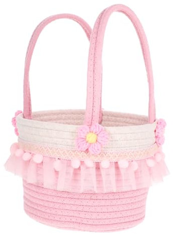 Blumenkorb aus Seil für Mädchen Korb mit Partygeschenken kleiner geflochtener Korb kleiner Korb mit Henkel Picknickkorb Weben Geschenktasche Gewobener Korb Aufbewahrungskorb