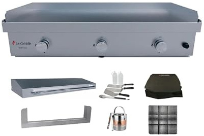 Le Griddle 41 Inch Built-In Gas Griddle With 3 Burner | Package 3 Natural Gas Set With Burner Lid, Frame Kit, Starter Kit-Tools & Cover