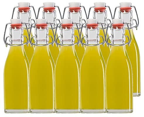 Vitrea 10 x Bügelflaschen Glasflaschen | Füllemge 250ml | mit Bügelverschluss zum Selbstbefüllen Bügelflasche Smoothie Glasflasche