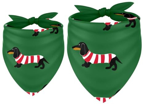 Hundehalstücher mit Dackel-Motiv, Dreieckstuch für kleine, mittelgroße und große Hunde und Katzen, Haustierhalstuch, Dreieckstuch, Lätzchen, 2 Stück