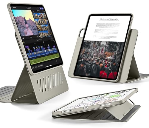 ESR for iPad Pro 12.9 Case (6th/5th Generation, 2022/2021), Removable Magnetic Cover, Adjustable Portrait/Landscape Stand with Raised Display View, 9 Standing Angles, Shift Series, Titanium