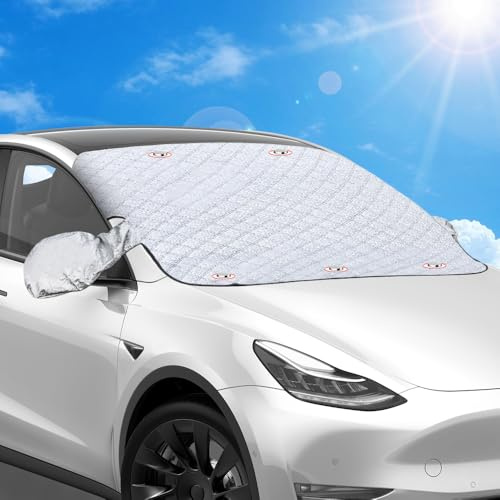 Frontscheibenabdeckung Winter, Windschutzscheibenabdeckung Auto, Wasserdicht Faltbar Magnetische Scheibenabdeckung, Autoscheibenabdeckung für Die Gegen, Schnee, EIS, Frost, UV 145 * 110cm