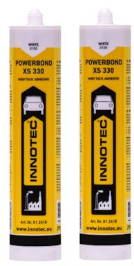 2 Stück Innotec Powerbond Weiß - Premium Montagekleber - Kleben statt Bohren Wasserresistent - Kraftkleber für innen & außen - hohe Anfangshaftung universell einsetzbarer Baukleber - Kleber XS 330