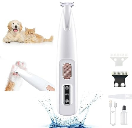 Pfotentrimmer für Hunde, Haustierhaarschneider mit LED und USB für Hunde und Katzen zur Haarentfernung an Pfoten, Ohren, Gesicht und Bürzel, Superleise, Elektrische (1Stück)