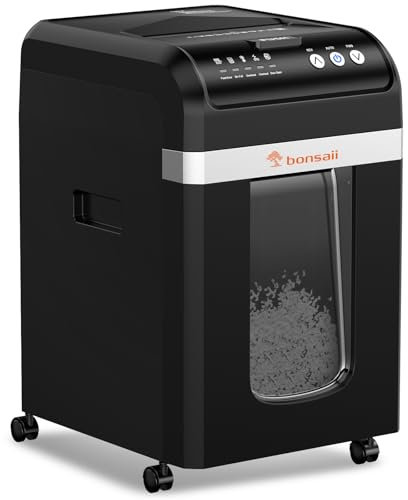 Bonsaii Aktenvernichter mit automatischem 200-Blatt-Einzug, 60 Min Dauerbetrieb, DIN P-4 Mikroschnitt, 31L herausziehbarer Behälter, leise (58 dB) & energiesparend – ideal fürs Büro, C283