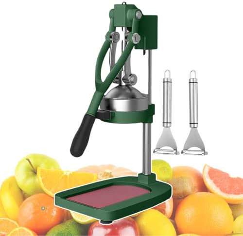 forplubossmmp Spremiagrumi Manuali in Acciaio Inox, Spremiagrumi Manuale per Limoni E Frantoio con 2 Pelapatate, Strumento per La Spremitura A Mano per Commerciale, Sale da tè, Bar dei Succhi,Green