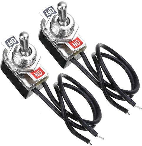 Powice 2X Kippschalter 12V mit Verkabelung, MiniBoot 2-Poliger Schalter 12V, 6A120V/3A230V Schalter Geeignet für den Einbau in Häusern, Autos und Elektrogeräten