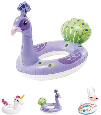 POPOYU Schwimmreifen Kinder 3-6 Jahre,Schwimmreifen Pfau Kinder,Schwimmtiere für Den Pool,Aufblasbare Schwimmtiere Pfau,Pool Tiere Aufblasbar Spielzeug für Schwimmbad-Party,Strand Partyzubehör
