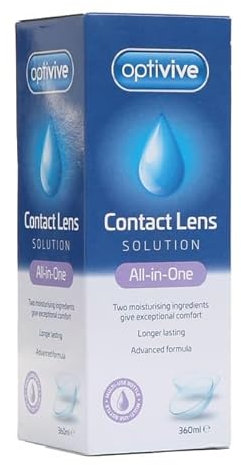 Optivive Multi-Purpose Contact Lens Solution 360 ml - for Soft Lenses for Comfortable Wear, Clean, Disinfect, Rinse, Lubricate, Lens Case Included