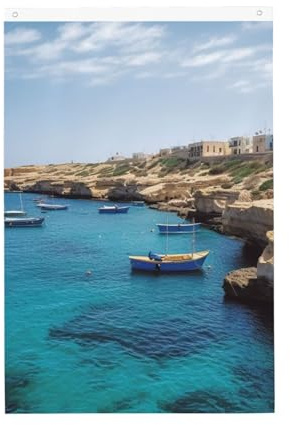 Bandiere della costa di Malta per esterni, 0,6 x 0,9 m, stampa verticale su entrambi i lati, bandiere da giardino per esterni, striscione per vacanze con occhielli, bandiera per casa, cortile, per
