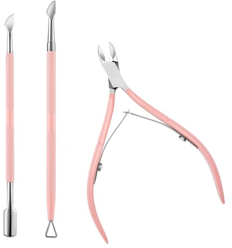 Cuticle Trimmer Set - Professional Cuticle Nippers, Cuticle Cutter & Pusher for Fingernails & Toenails, Stainless Steel Cuticle Remover Tool Kit for Nail Care, Manicure & Pedicure Essentials