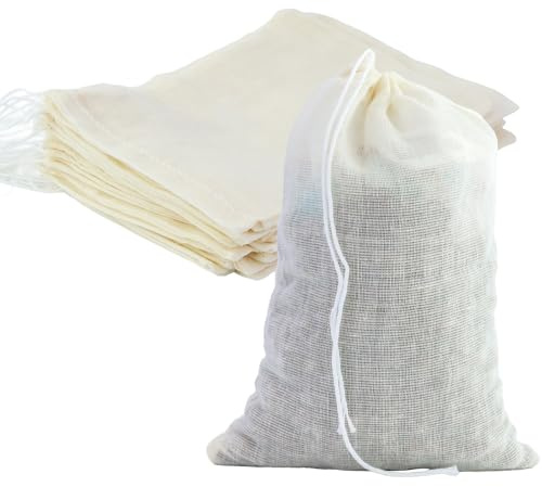 20 Pezzi Sacchetti Filtro per Tè, Bustina di Tè Vuota con coulisse, sacchetti da tè in cotone, riutilizzabili per tè, caffè, filtri, spezie (10 x 15 cm)