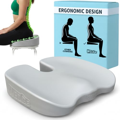 Upseat Wedge Ergonomic Seat Cushion, Made of Soft Foam, Wipeable Non-Fabric Posture Support for Office Chair – Promotes Upright Sitting & Relieves Tailbone Pressure and Sciatica, Made in North America