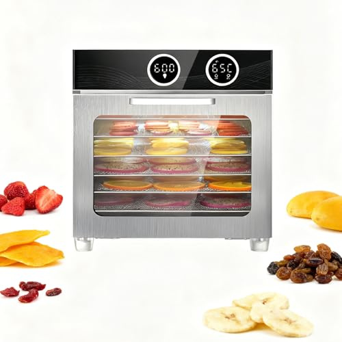 Glowdora Deshidratador De Alimentos, Deshidratador Comercial, 6/12 Bandejas De Acero Inoxidable, con Temperatura Digital Y Temporizador para Alimentos, Cecina, Verduras Y Frutas 6Layer