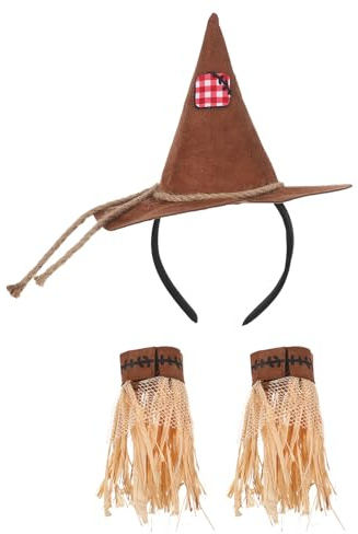 Healifty Halloween Kostümset Damen Strohhut Stirnband und Handschuhe aus Stoff Vielseitige Verwendung für Festivals und Herbstfeiern Kostüm
