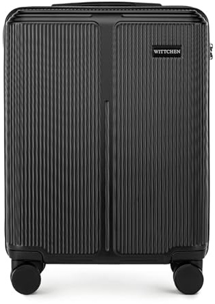 WITTCHEN Stripes Line Valigia da cabina 55 × 39 × 20 cm (M) | (36 L), ABS rigido, 4 ruote 360° e lucchetto combinazione | Trolley bagaglio a mano formato, Ryanair/ITA Airways - Colore: Nero