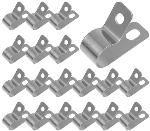 Veemoon 20Pcs 304 Stainless Steel R-Shaped Wire Clips Cable Holders for Ethernet TV Telephone Cords, High Temperature Resistant U-Type Cable Clamps for Outdoor and Indoor Wiring Management