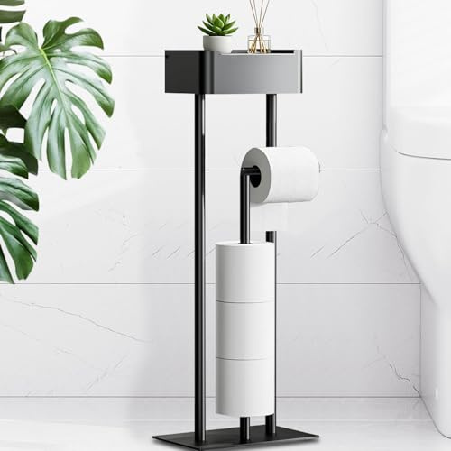 GUIGUZI Noir Porte-Papier Toilette Debout avec boîte à lingettes humides