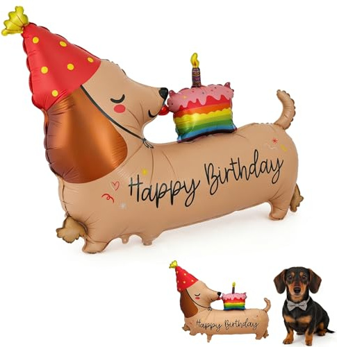 Gleemix 3D Folienballon Dackel Luftballon Happy Birthday, Ballon Dackel XXL, Riesenballon Tier, Hunde Geburtstag Luftballons,Kindergeburtstag Party Ballon Deko für Jungen Mädchen Hunde Geburtstag