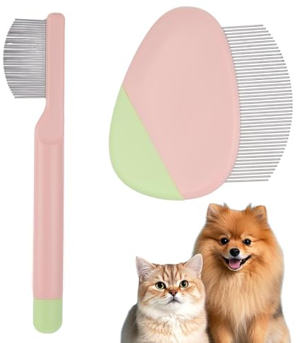 2 peines de ojos profesionales para mascotas, peine de ojos de perro de acero inoxidable, peines faciales suaves para perros y gatos, sin estrés, removedor de manchas de lágrimas y desechos, agarre