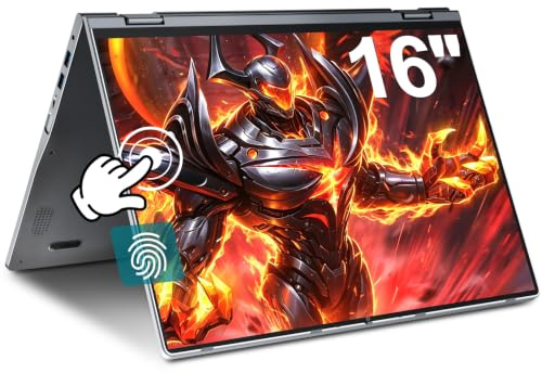 jumper Laptop 16 Zoll, Touchscreen Laptop 16GB DDR5 640GB Storage, 4-Core, Fingerabdruckleser, Tastatur mit Hintergrundbeleuchtung, BT5.2, WiFi 6, 53.2WH, für Studenten Business