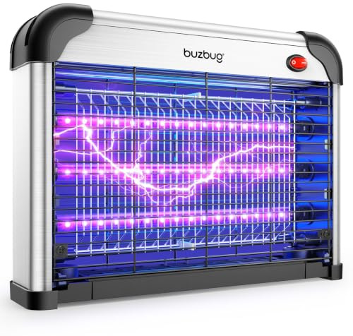 Buzbug LED Insektenvernichter, 3800V Starke Mücken- und Fliegenfalle, 3 Lampen, Nachhaltig mit geringerem Stromverbrauch, Mückenlampe, Mückenschutz, Mückenabwehr, Insektenfänger (Neues Schwarz)