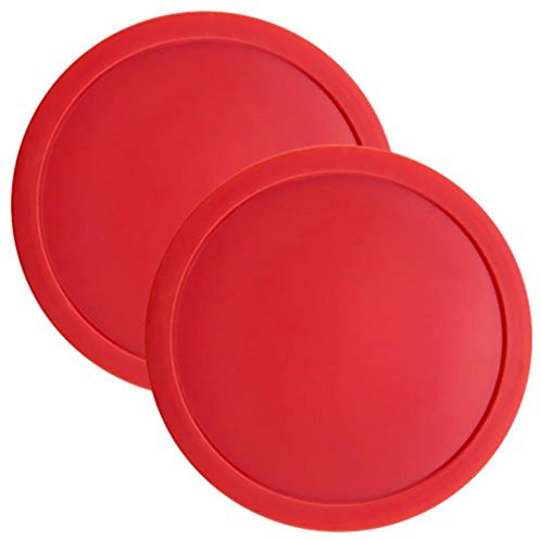 Set of Two Large Red 3 1/4 Inch Air Hockey Pucks for Full Size Air Hockey Tables by Brybelly