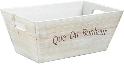 AUBRY GASPARD Corbeille en Bois Blanchi Que du Bonheur