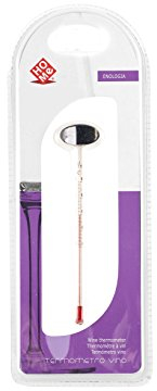 HOME Termómetro de Vino, Cristal, Transparente/Plata, 10 x 2 x 25 cm