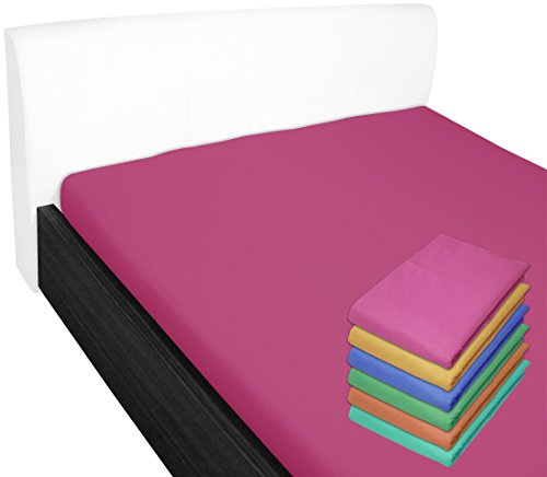 Bettlaken 100x170 cm ohne Gummizug 100% Baumwolle Pink | Glatte Betttuch ohne Spanngummi Atmungsaktiv, Hypoallergen, Waschbar - Hotel Laken Haustuch Renforce Baumwollstoff