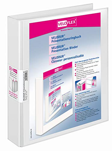 Veloflex 4147190 presentationsringbok Velodur, DIN A4, 2-ringmekanik, 272 x 315 x 46, med ytterfickor, vit