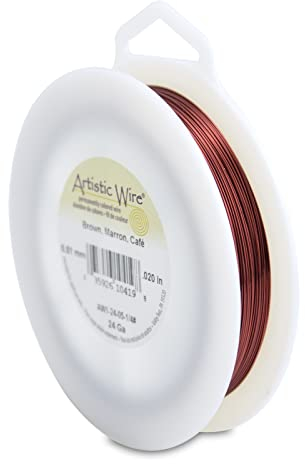Artistic Wire, 24 Gauge Tarnish Resistant Colored Copper Craft Wire, Brown, 205 ft