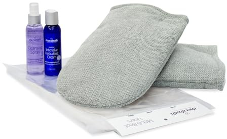 Therabath Hand ComforKit for Paraffin Wax Bath, Arthritis and Skin Therapy, Includes 2 Insulated Mitts, 100 Liners, 4 oz. Pre-Treatment Spray and Intensive Hydrating Cream, Home and Spa, Made in USA