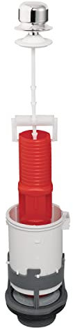 Wirquin 10723590 Mécanisme chasse d'eau wc simple chasse avec bouton poussoir à tirette MX, gris