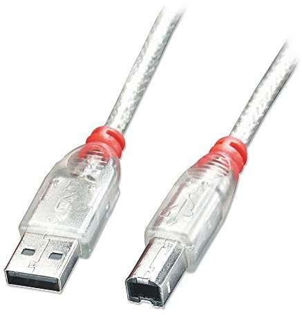 Lindy 41751 Cavo USB 2.0 Tipo A/B, Trasparente
