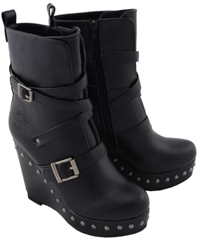 Milwaukee PerformanceWomen's Triple Strap Boot With Platform Wedge (Black, Size 8)