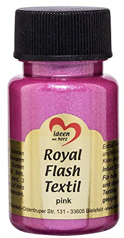 Ideen mit Herz pintura textil metalizada Royal Flash | Color Metálico de Alto Brillo | Adecuado para tejidos y telas Claros y Oscuros | Camisetas, Bolsos, Ropa | 50 ml (rosa)