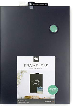 U Brands Magnetic Chalkboard, 11 x 15.5, Frameless, Premium Matte Surface, Includes Marker and Magnet