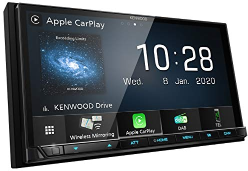 Kenwood DMX8020DABS 17,7 cm WVGA Digital Media Moniceiver mit DAB+, Wireless CarPlay, Android Auto, Wireless Android Mirroring, Wifi, Dual-USB, HI-Res Audio, kapazitiver Touchscreen