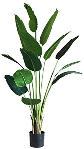 Jiande Casi 3,9ft Natural 47 Palm viajeros UV Resistente 120cm Interior/Exterior Planta de Seda Artificial árboles Artificiales, Verde