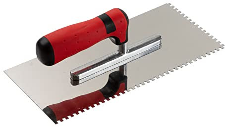 Cazzuola per lisciare americana, lama dentata, 4 mm, 280 mm, con impugnatura morbida